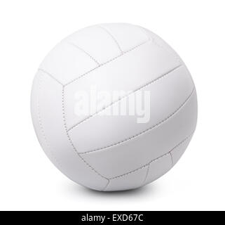 Volley-ball en cuir blanc isolated on white Banque D'Images