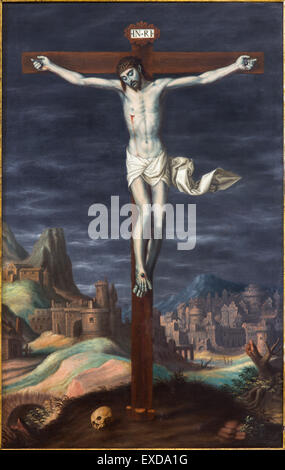 GRANADA, ESPAGNE - 31 MAI 2015 : la crucifixion de l'église peinture en Monasterio de la Cartuja à Sala de San Pedro i San Pablo par Banque D'Images