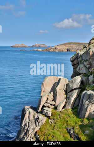 Bryher ; tête à Tresco à Shipman et Round Island Îles Scilly ; UK Banque D'Images