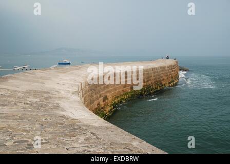 Le Cobb, mur incurvé du port de Lyme Regis, Dorset, Royaume-Uni Banque D'Images