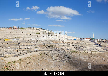 Jérusalem - le cimetière juif sur le Mont des Oliviers. Banque D'Images