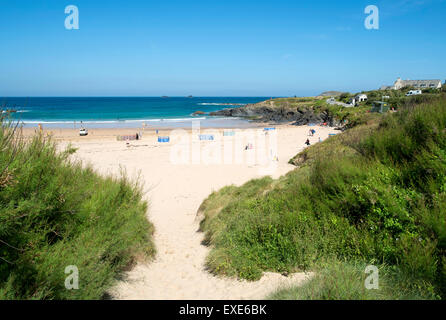 La baie de Treyarnon Padstow sur la côte nord de Cornwall, England, UK Banque D'Images