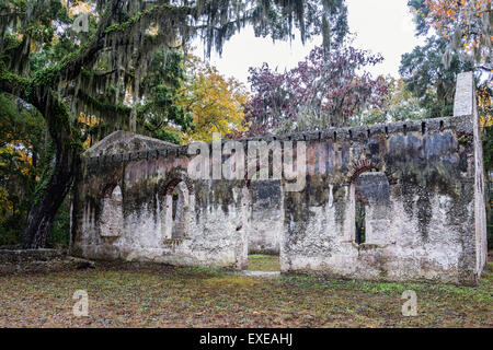 Chapelle de la facilité ruines sur l'Île Sainte-Hélène, Caroline du Sud Banque D'Images