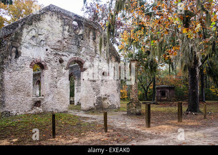 Chapelle de la facilité ruines sur l'Île Sainte-Hélène, Caroline du Sud Banque D'Images