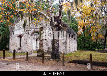 Chapelle de la facilité ruines sur l'Île Sainte-Hélène, Caroline du Sud Banque D'Images