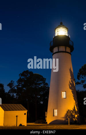 Amelia Island phare au crépuscule, Fernandina Beach, Floride Banque D'Images