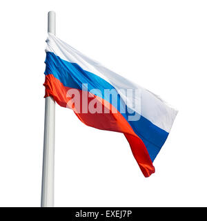 Drapeau russe sur fond blanc Banque D'Images