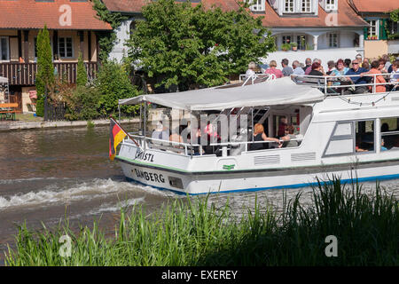 Bateau d'Excursion Rivière Regnitz 'Klein Venedig Bamberg Allemagne' Banque D'Images