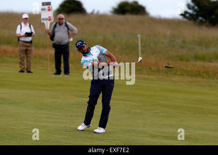 Club de Golf Gullane, Aberdeen, Ecosse. 11 juillet, 2015. Aberdeen Asset Management Scottish Open Golf Tournament, 3e tour. Pablo Larrazabal d'Espagne emplacements à l'Action © vert Plus Sport/Alamy Live News Banque D'Images