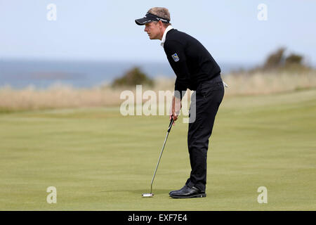 Club de Golf Gullane, Aberdeen, Ecosse. 11 juillet, 2015. Aberdeen Asset Management Scottish Open Golf Tournament, 3e tour. Luke Donald de l'Angleterre se prépare à l'Action © putt Plus Sport/Alamy Live News Banque D'Images