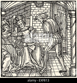 Procédure de traitement de la médecine, saignée, gravure sur bois, 1519, Banque D'Images