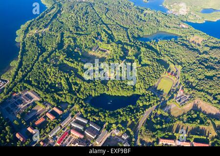 Vue aérienne de la forteresse Boyen situé entre les lacs Niegocin et Kisajno à Gizycko, Mazurie, Pologne Banque D'Images