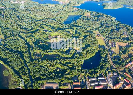 Vue aérienne de la forteresse Boyen situé entre les lacs Niegocin et Kisajno à Gizycko, Mazurie, Pologne Banque D'Images