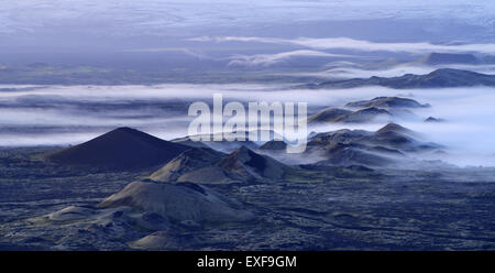 Lakagigar cratères volcaniques, le parc national de Skaftafell, l'Islande Banque D'Images