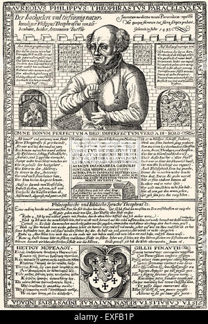 L'allemand notice, Paracelse, 1493 - 1541, un médecin, alchimiste, astrologue, mystique, philosophe et théologien laïcs Banque D'Images