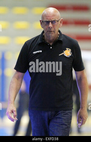 Lignano, Italie. Le 13 juillet, 2015. L'entraîneur-chef de la Belgique Paul Vervaeck durant la deuxième ronde match de basket-ball entre Israël et la Belgique de l'U20 European Championship Men 2015 Pala Getur sports hall of Lignano le lundi 13 juillet 2015. Credit : Andrea Spinelli/Alamy Live News Banque D'Images