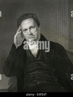 C Antique1860 gravure, DeWitt Clinton. DeWitt Clinton (1769-1828) était un homme politique américain et naturaliste qui a servi comme un sénateur des Etats-Unis et a été le sixième gouverneur de New York. Dans ce dernier titre, il était en grande partie responsable de la construction de l'Erie Canal. Banque D'Images