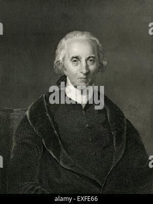 C Antique1860 gravure, Charles Carroll de Carrollton. Charles Carroll (1737-1832), connu sous le nom de Charles Carroll de Carrollton ou Charles Carroll III, était un riche planteur du Maryland et l'un des premiers partisans de l'indépendance du Royaume de Grande-Bretagne. Il fut délégué au Congrès continental et congrès de la Confédération et plus tard comme premier sénateur des Etats-Unis pour le Maryland. Banque D'Images