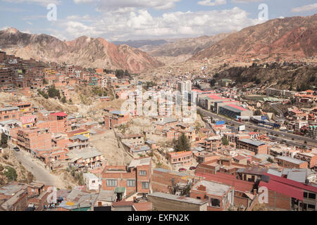 Vue depuis le téléphérique sur La Paz Bolivie Banque D'Images