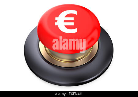 Euro bouton rouge isolé sur fond blanc Banque D'Images