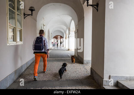 Une arche médiévale petite rue du quartier du Château de Prague, Hradcany, Pohorelec, République Tchèque Banque D'Images