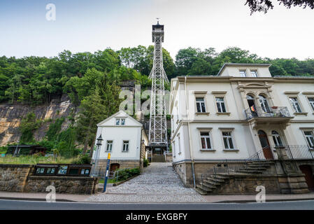 Bad Schandau piscine ascenseur Elbsandsteingebirge, Saxe, Allemagne, Europe Banque D'Images