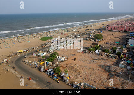 Scène de plage à Chennai, Inde Banque D'Images