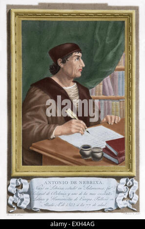 Antonio de Nebrija (1441-1522). Érudit espagnol, historien, professeur et poète. La gravure. De couleur. Banque D'Images