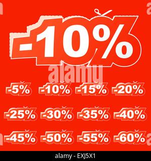 Autocollant d'escompte avec des pourcentages différents modèles Illustration de Vecteur