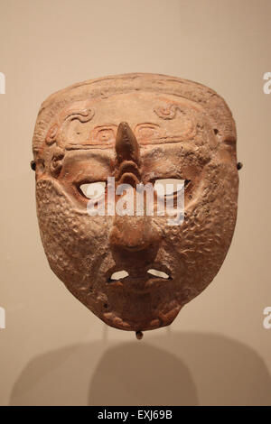 Masque rituel Période classique 600-900 AD, Jaina Campeche, Mexique Banque D'Images