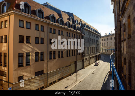 Avis de Bruhl Alley de Terrasse Bruhl à la lumière de soir soleil d'hiver, Dresde, Saxe, Allemagne. Banque D'Images