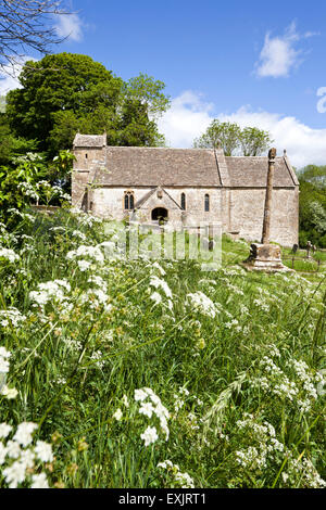 St Michaels church (qui date de Saxon fois) dans le village de Cotswold Duntisbourne Rouse, Gloucestershire UK Banque D'Images