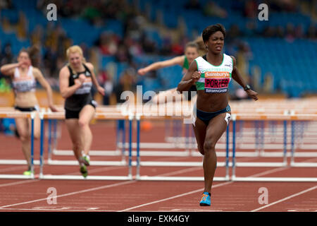 Tiffany PORTER Women's 100m haies 2 Chaleur 2014 Championnats britanniques Sainsbury's Alexander Stadium Birmingham UK Banque D'Images