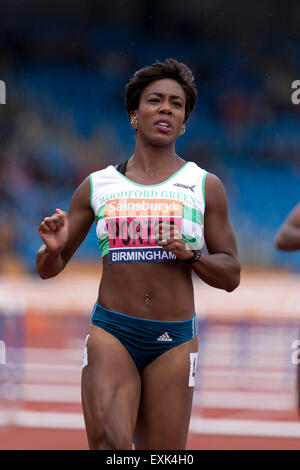 Tiffany PORTER Women's 100m haies 2 Chaleur 2014 Championnats britanniques Sainsbury's Alexander Stadium Birmingham UK Banque D'Images