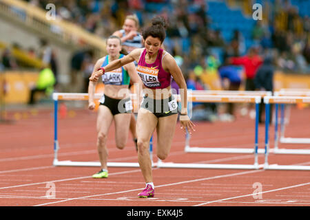 Yasmin MILLER Women's 100m haies 4 Chaleur 2014 Championnats britanniques Sainsbury's Alexander Stadium Birmingham UK Banque D'Images