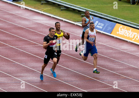 Danny TALBOT, James ELLINGTON, Adam GEMILI & Chris Clarke 200m masculin 2014 Finale Championnats britanniques Sainsbury's Alexander Stadium Birmingham UK Banque D'Images