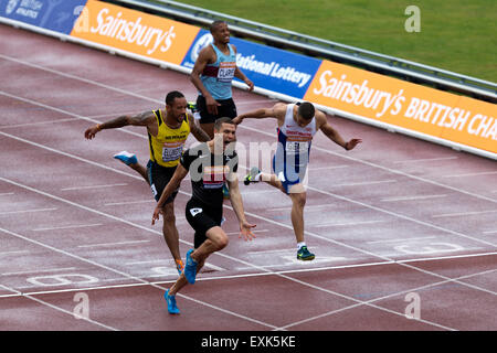 Danny TALBOT, James ELLINGTON, Adam GEMILI & Chris Clarke 200m masculin 2014 Finale Championnats britanniques Sainsbury's Alexander Stadium Birmingham UK Banque D'Images