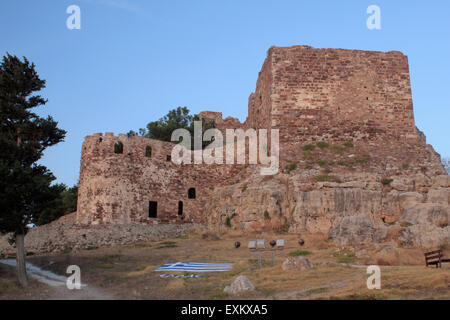 L'Époque byzantine// romain occupé château vénitien dans le passé, situé sur le côté nord de Mytilène. Banque D'Images