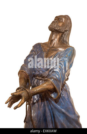 Jérusalem, Israël - 3 mars 2015 : La statue de bronze de Servus Domini (le serviteur de l'Éternel) ou emprisonné (Jésus) à l'Église Banque D'Images