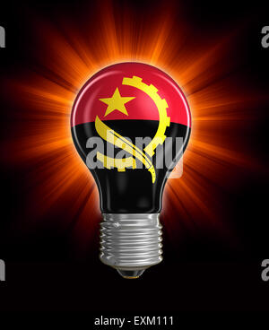 Ampoule avec drapeau de l'Angola. Image avec clipping path Banque D'Images