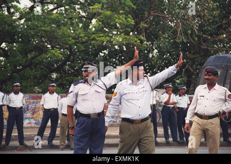 Formation de la police apprentissage gestion du trafic Bombay Mumbai Maharashtra Inde Asie Banque D'Images