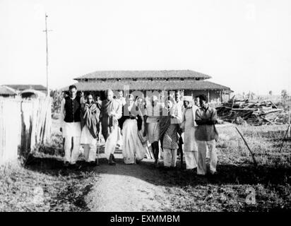 Mahatma Gandhi Ashram Sevagram marche nagpur Inde 1944 Banque D'Images