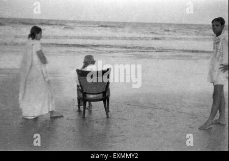 Mahatma Gandhi fauteuil Juhu Beach bombay Mai 1944 Banque D'Images