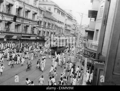 Agitation dans la lutte contre la liberté, tram, Kalbajevi, Bombay, Mumbai, Maharashtra, 1942, Inde, Asie, ancienne image du millésime des années 1900 Banque D'Images