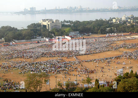 Congrès aérien de foule Réunion publique Sonia Gandhi, Parc Shivaji, Dadar, Bombay, Mumbai, Maharashtra, Inde, Asie Banque D'Images