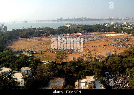 Congrès aérien de foule Réunion publique Sonia Gandhi, Parc Shivaji, Dadar, Bombay, Mumbai, Maharashtra, Inde, Asie Banque D'Images