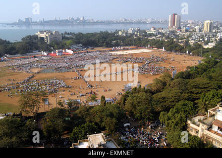 Congrès aérien de foule Réunion publique Sonia Gandhi, Parc Shivaji, Dadar, Bombay, Mumbai, Maharashtra, Inde, Asie Banque D'Images