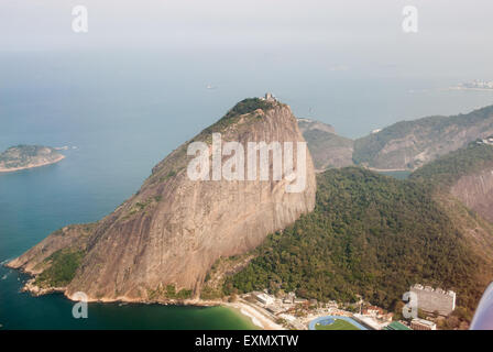 Rio de Janeiro, Brésil. Pain de sucre ; vue aérienne du Nord. Banque D'Images