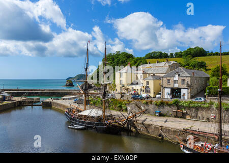 Le port dans le village de Charlestown, la baie de St Austell, Cornwall, England, UK Banque D'Images