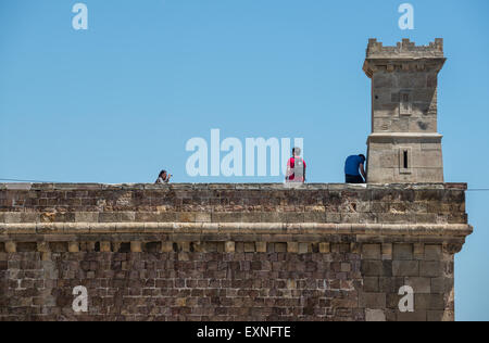 Château de Montjuic (Castillo de Montjuich) ancienne forteresse militaire sur la montagne juive à Barcelone, Espagne Banque D'Images